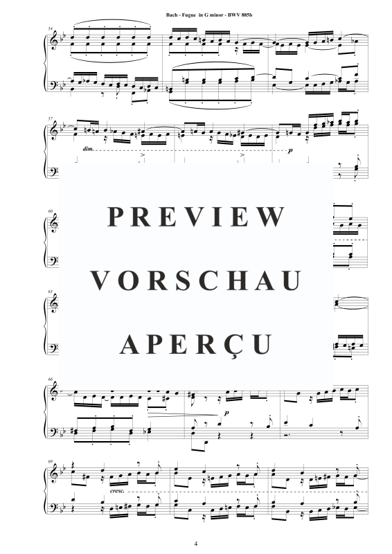 Produktgalerie: Seite 5 von 6 Fuge in G-Moll BWV 885b - Piano Version, , Klavier Solo