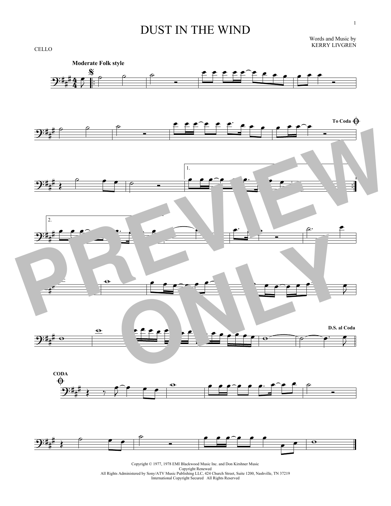 Produktgalerie: Seite 1 von 1 Dust In The Wind, Kansas, Violoncello