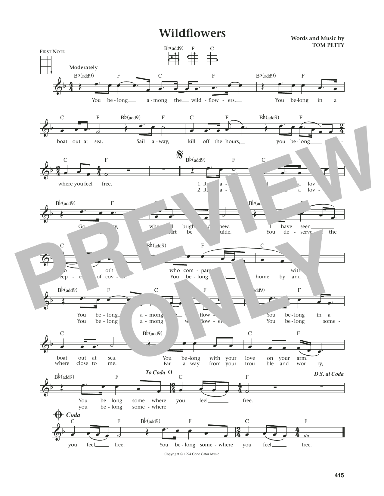 Produktgalerie: Seite 1 von 1 Wildflowers (from The Daily Ukulele) (arr. Jim Beloff), Tom Petty, Ukulele