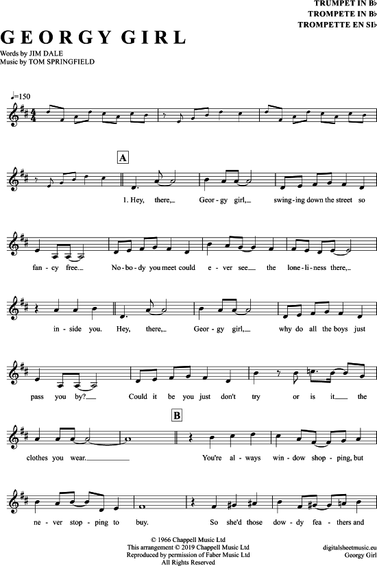 Produktgalerie: Seite 1 von 4 Georgy Girl , Seekers, The, Trompete in B
