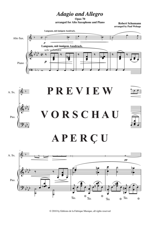 Product gallery: Page 3 of 21 Adagio und Allegro, Opus 70 , , (alto saxophone + piano)