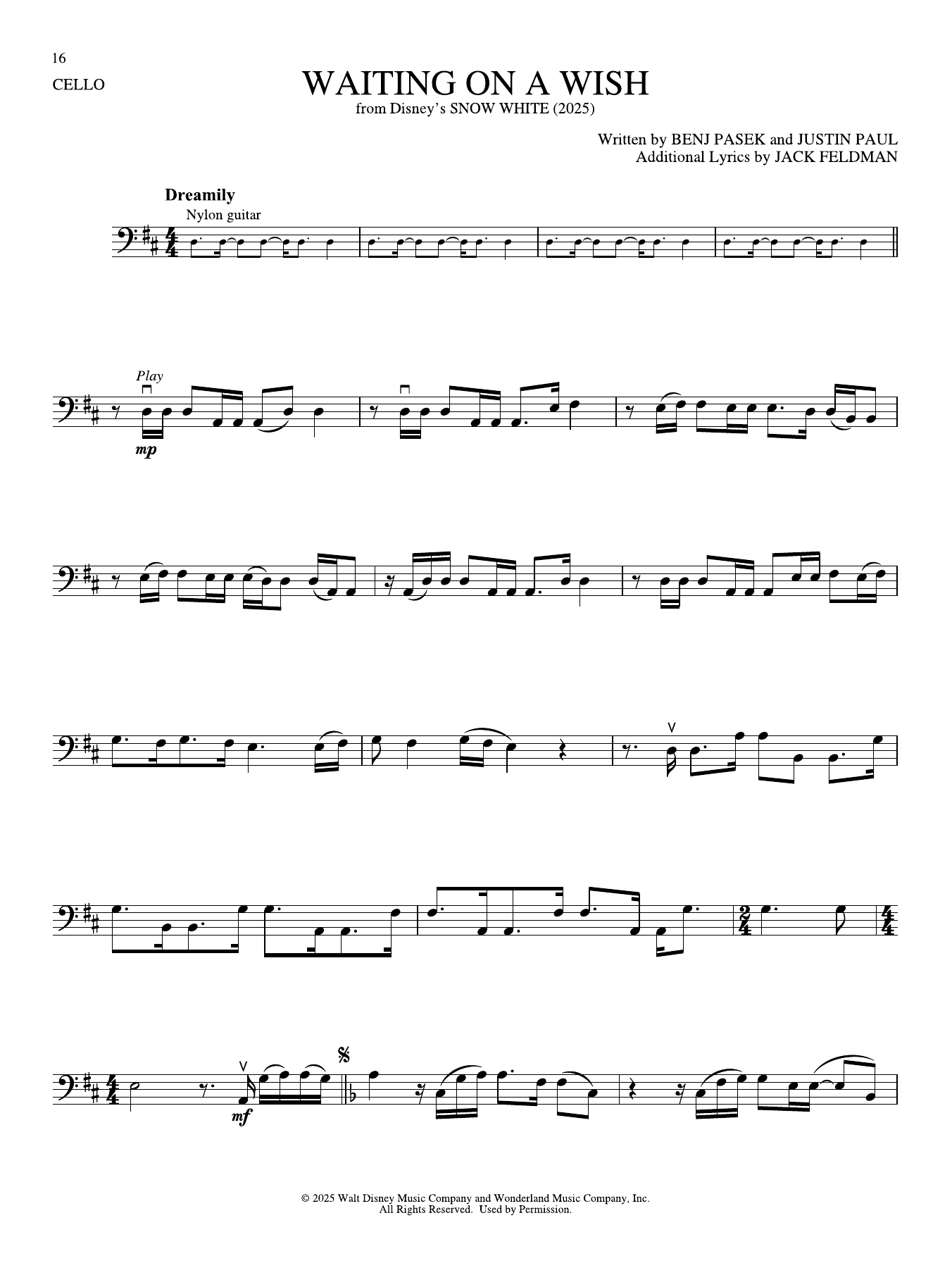 Produktgalerie: Seite 1 von 1 Waiting On A Wish (from Snow White) (2025), Rachel Zegler, Violoncello