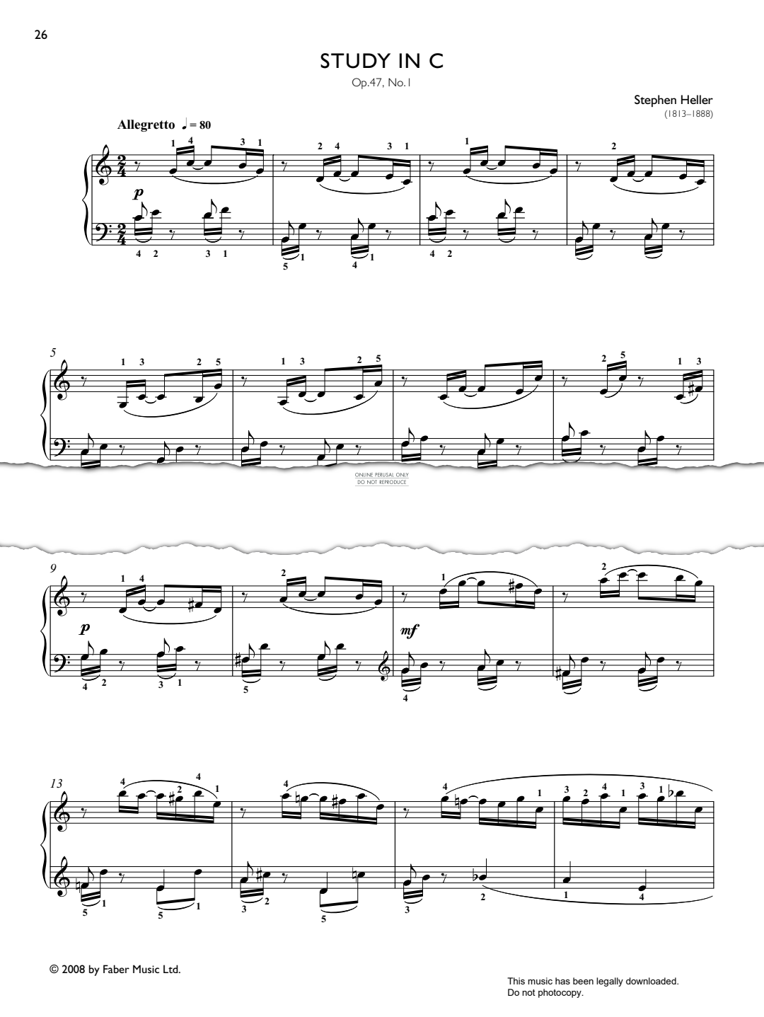 Product picture to: Study in C major, Op. 47, No. 1 (from Real Repertoire Studies Grades 2-4)