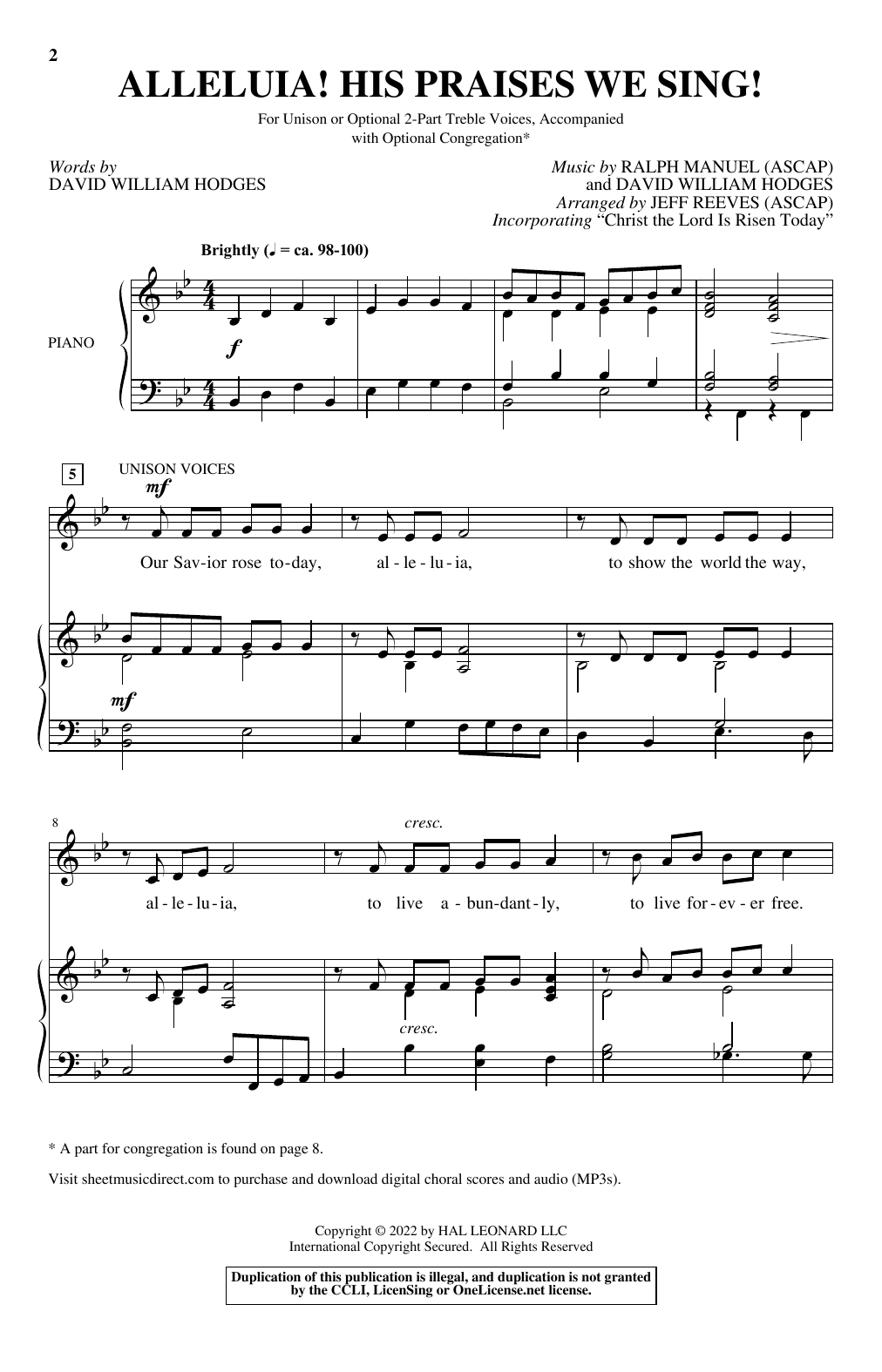 Produktgalerie: Seite 1 von 1 Alleluia! His Praises We Sing! (arr. Jeff Reeves), Ralph Manuel and David William Hodges, Chor