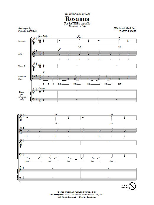 Produktbild zu: Rosanna (arr. David Lawson)
