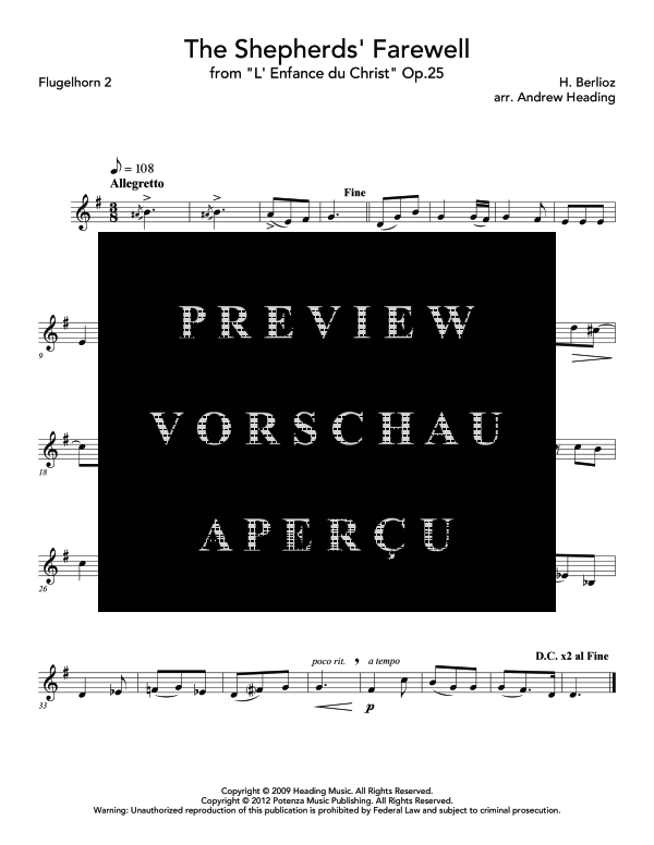 Produktgalerie: Seite 10 von 11 Shepherd´s Farewell, , (Blechbläserquinrtett 2x Flügelhorn, Horn in F, Posaune + Tuba)
