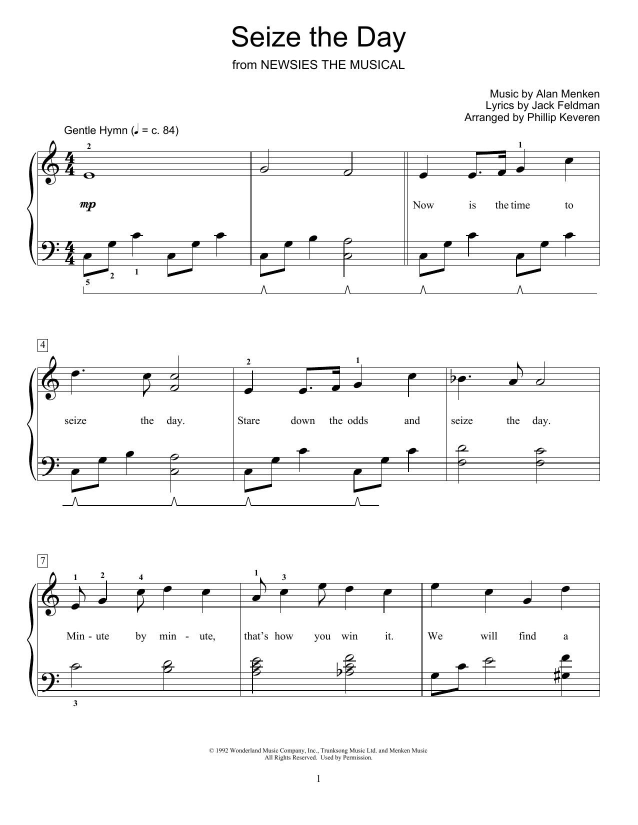 Product picture to: Seize The Day (from Newsies The Musical) (arr. Phillip Keveren)