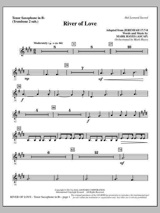 Produktbild zu: River Of Love - Tenor Sax (sub. Tbn 2)