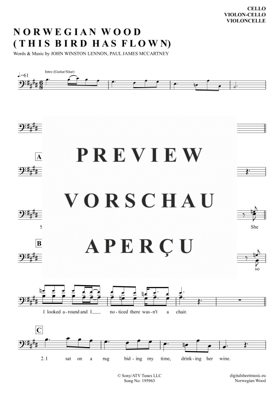 Produktgalerie: Seite 2 von 3 Norwegian Wood, Beatles, The, (Violoncello)