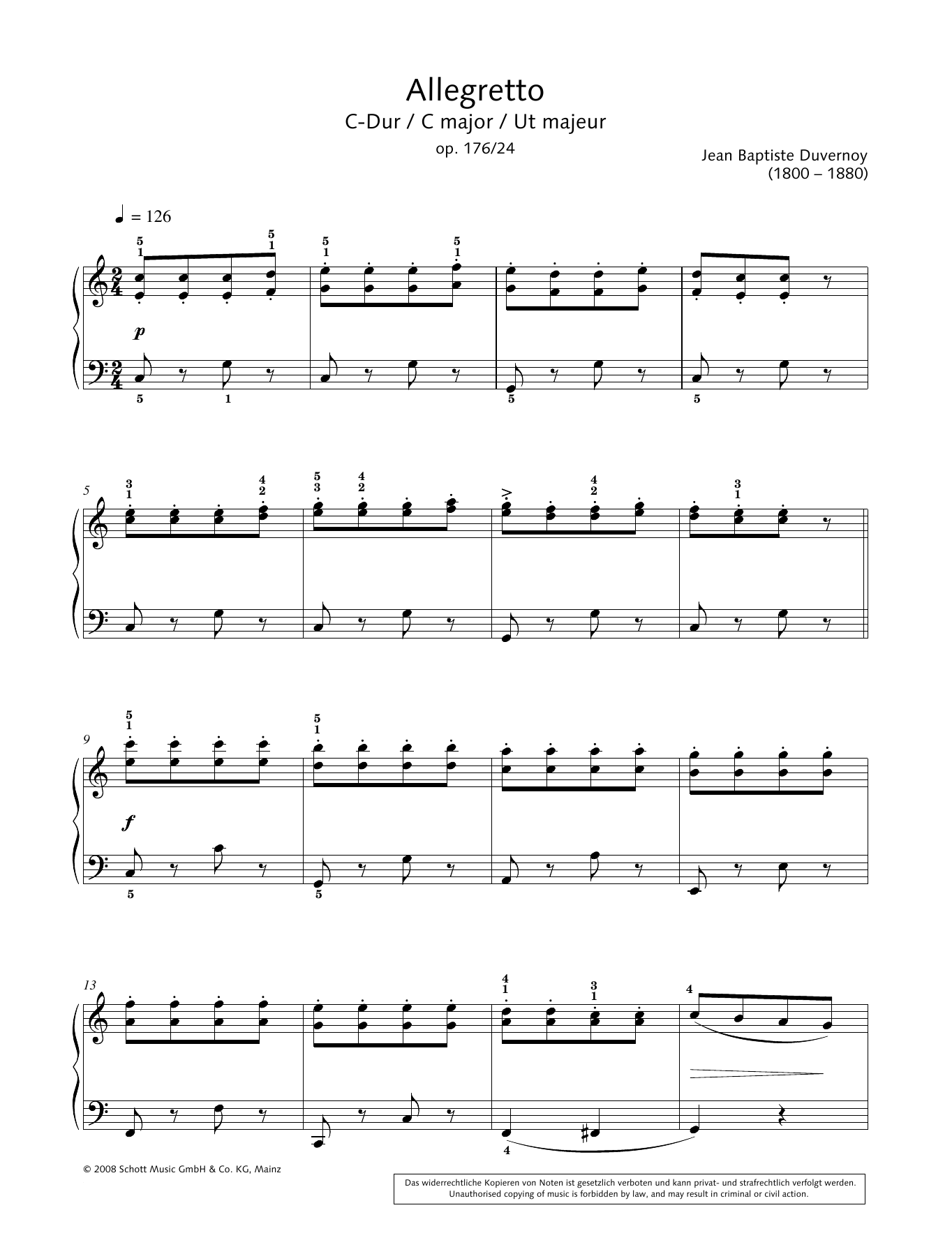 Product gallery: Page 1 of 1 Allegretto in C major, Jean-Baptiste Duvernoy