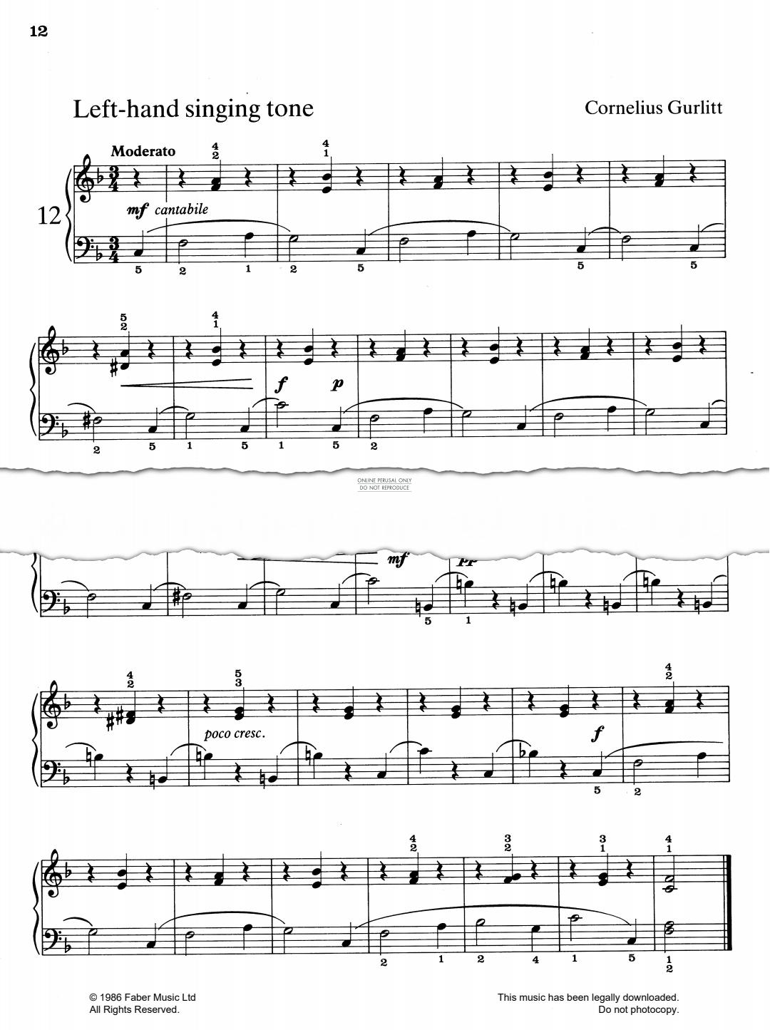 Produktgalerie: Seite 1 von 1 Left-Hand Singing Tone, Cornelius Gurlitt, Klavier
