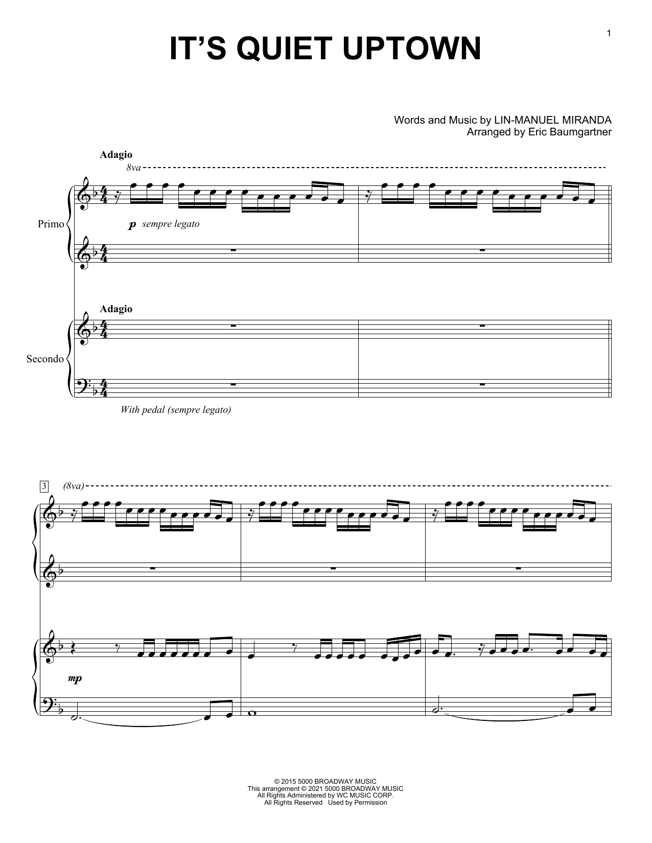 Product picture to: It's Quiet Uptown (from Hamilton) (arr. Eric Baumgartner)