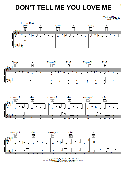 Produktgalerie: Seite 1 von 1 Don't Tell Me You Love Me, Night Ranger, Gesang, Gitarre, Klavier