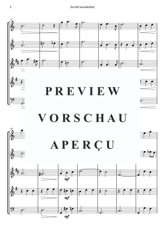 Produktgalerie: Seite 7 von 11 Du bist wunderbar! - Zärtliche Liebeserklärung für Holzbläserquintett, , Holzbläser Quintett