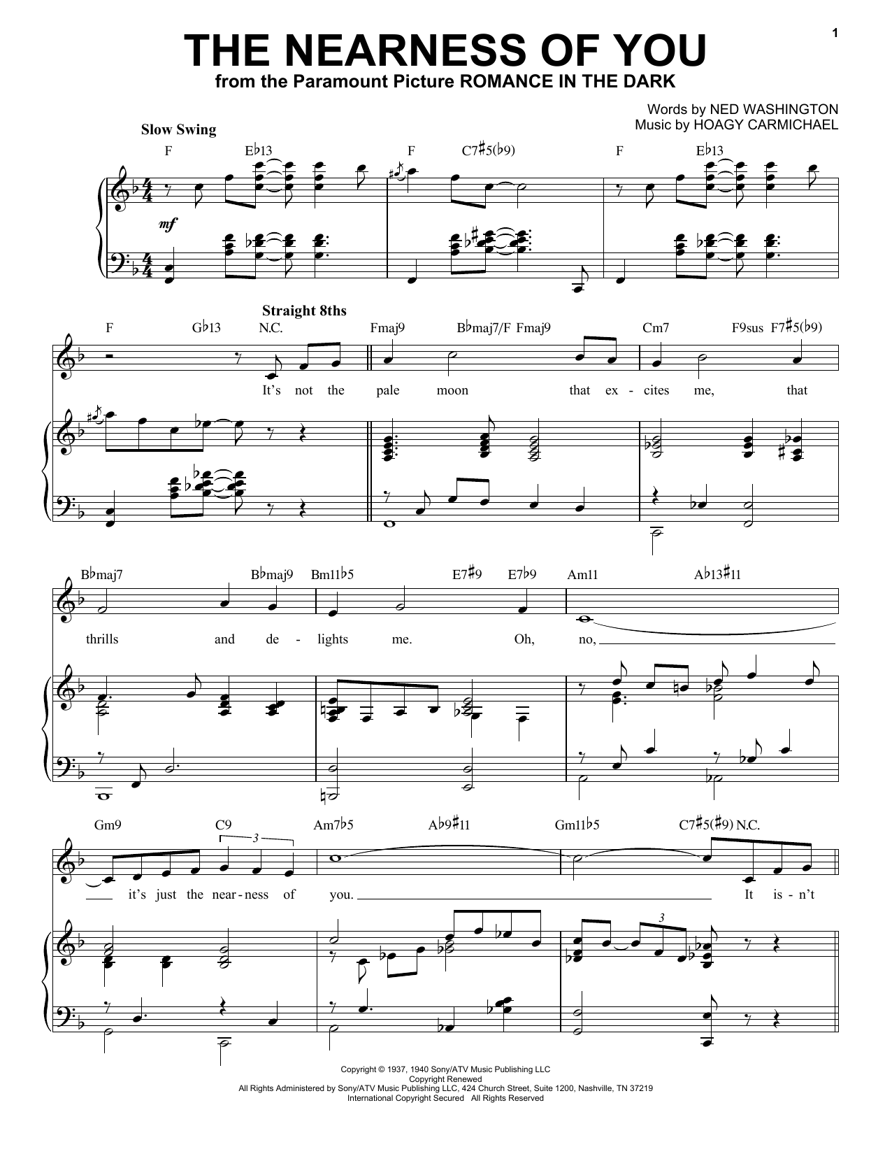 Produktbild zu: The Nearness Of You [Jazz version] (arr. Brent Edstrom)