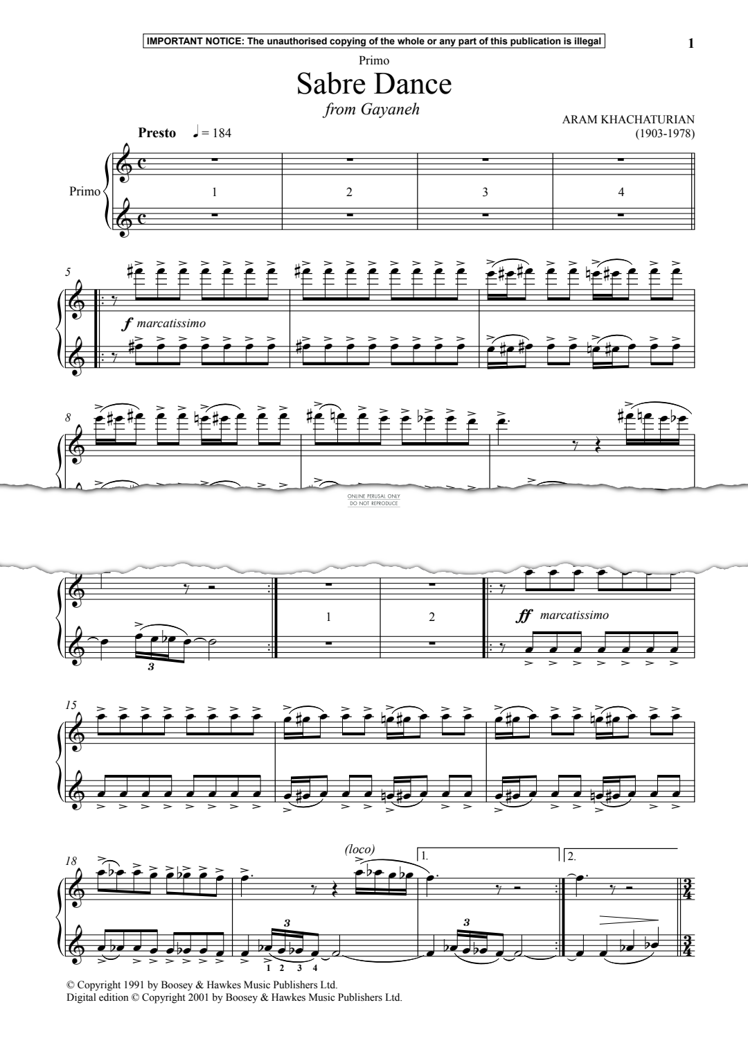 gallery: Sabre Dance from Gayaneh, Aram Khachaturian, Klavier