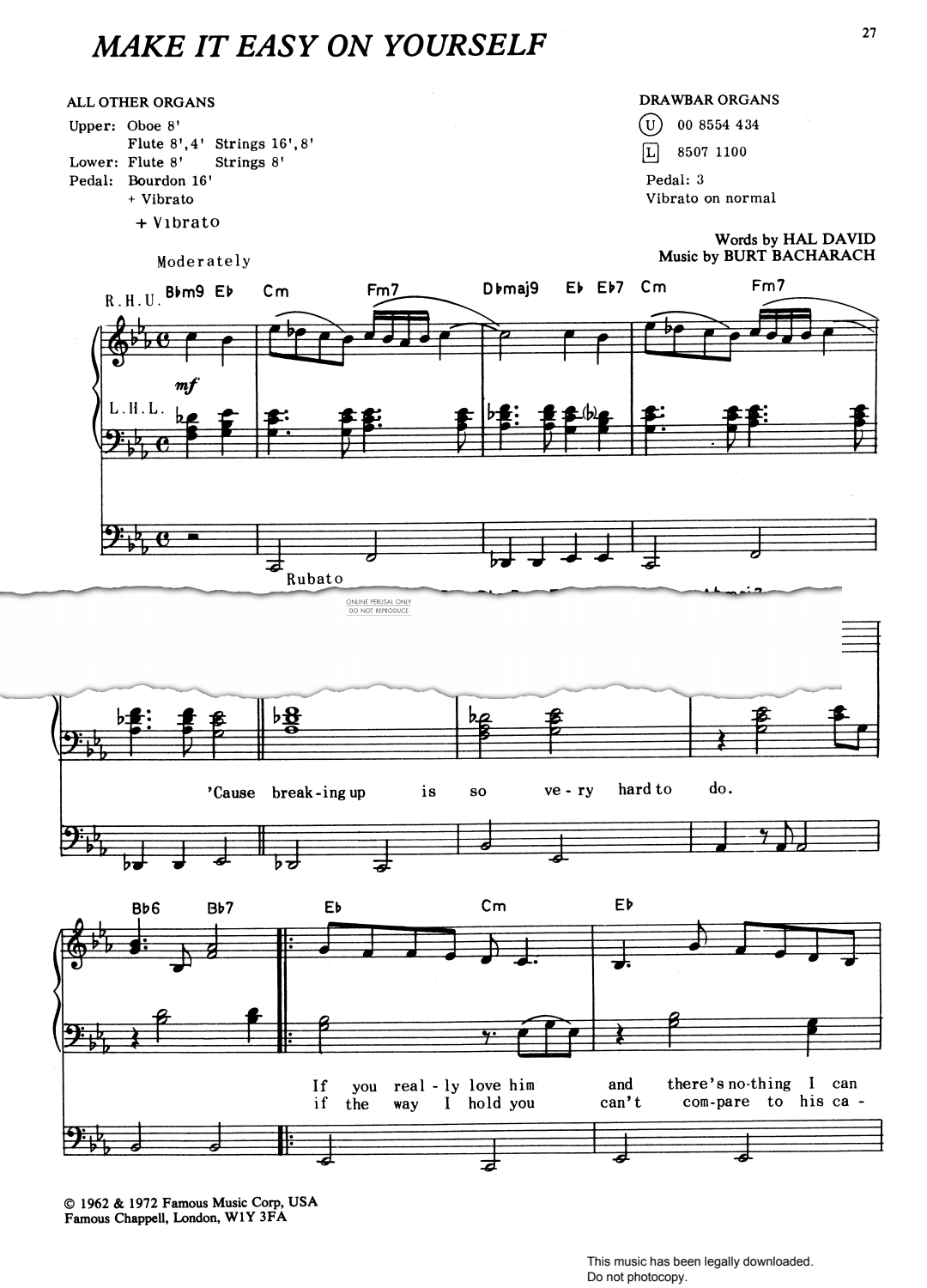 Product gallery: Page 1 of 1 Make It Easy On Yourself, Burt Bacharach