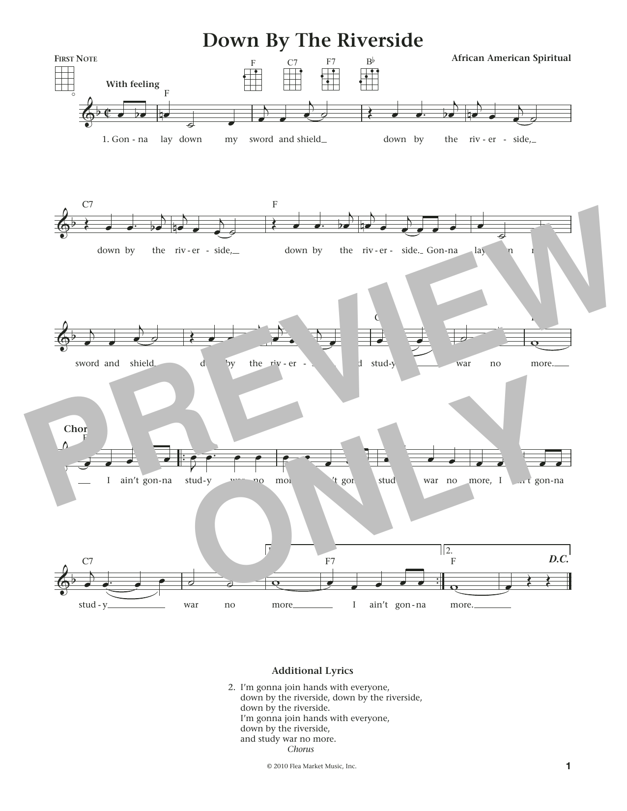 Product gallery: Page 1 of 1 Down By The Riverside (from The Daily Ukulele) (arr. Liz and Jim Beloff), African American Spiritual