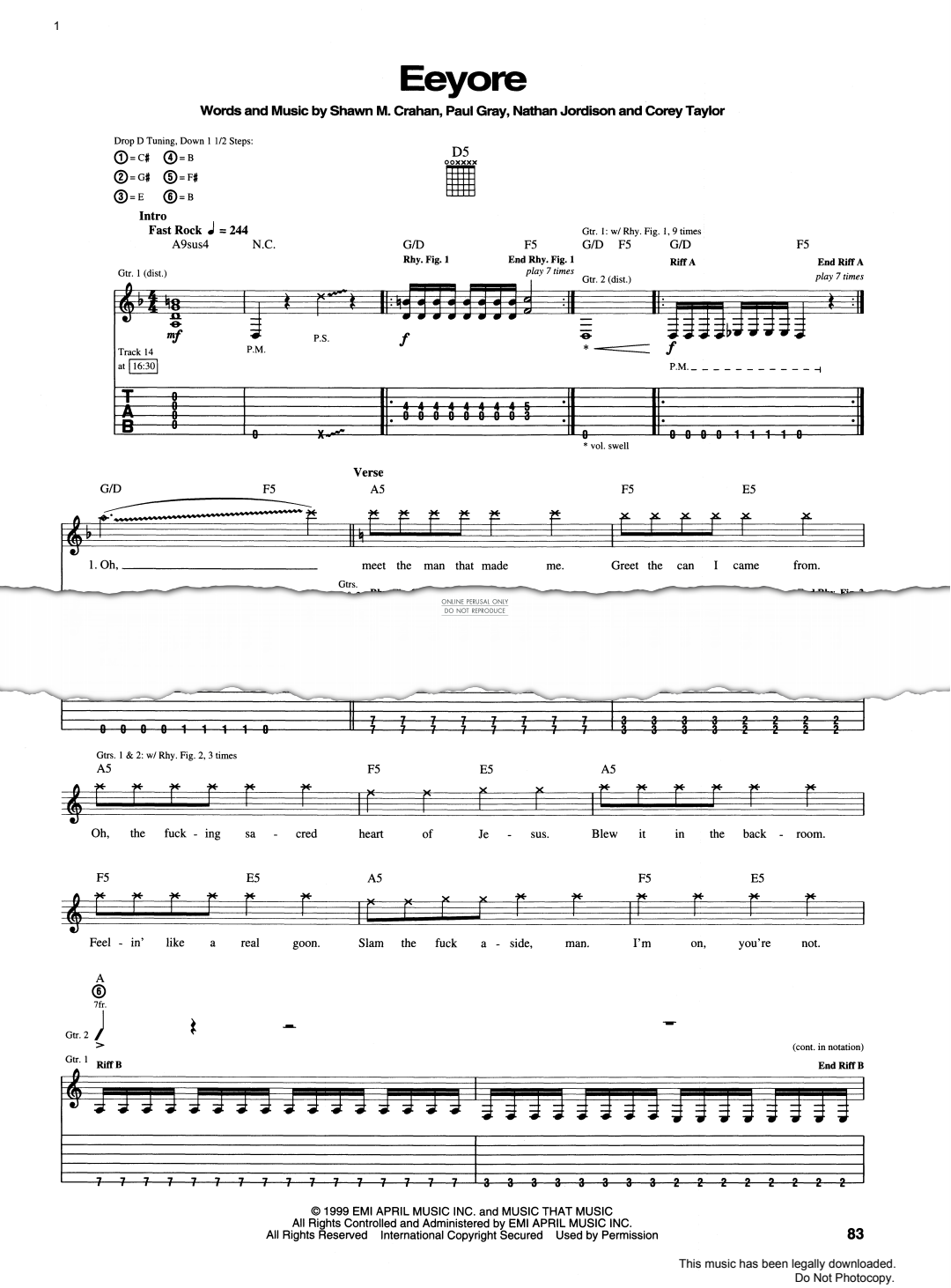 Produktgalerie: Seite 1 von 1 Eeyore, Slipknot, Gesang, Gitarre