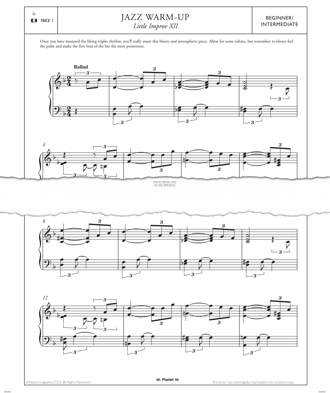 Produktgalerie: Seite 1 von 1 Jazz Warm-Up Little Improv XII, Anon, Klavier