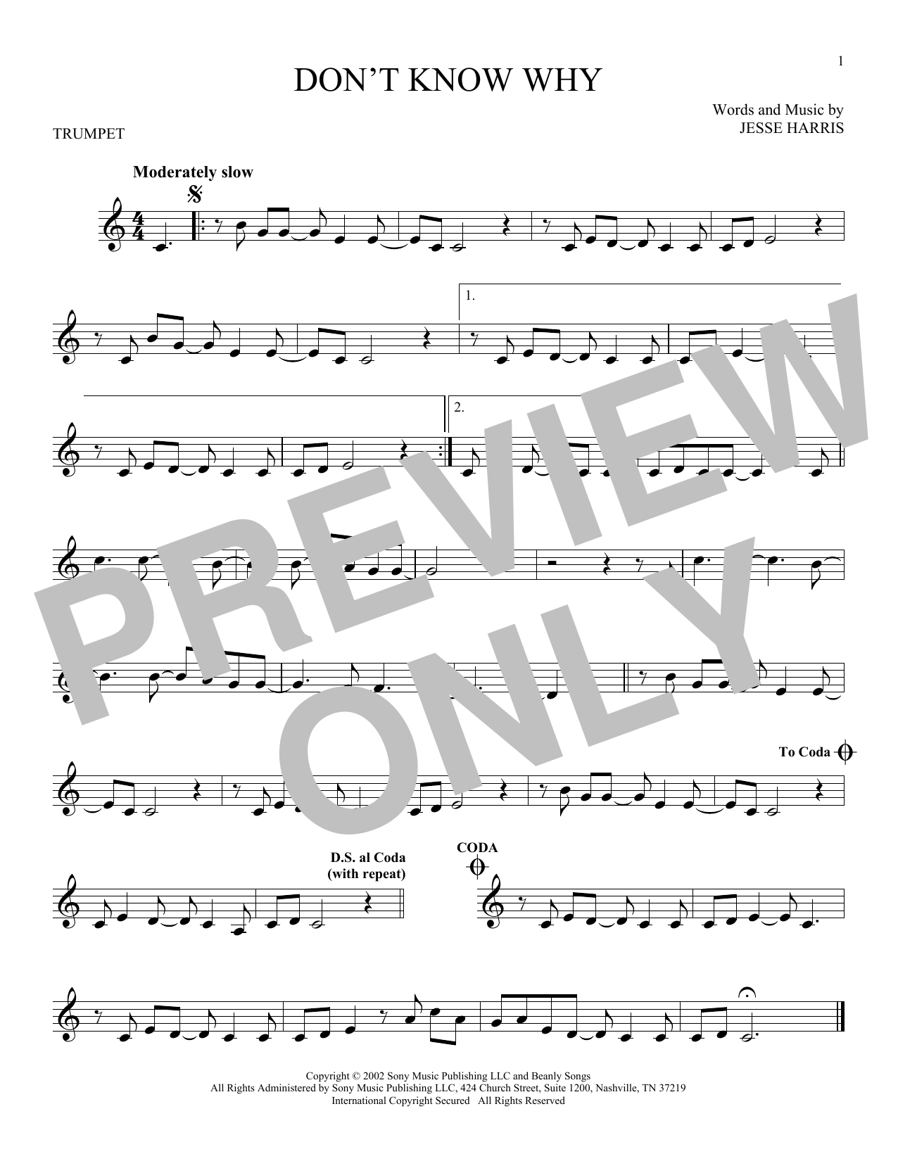 Produktgalerie: Seite 1 von 1 Don't Know Why, Norah Jones, Trompete