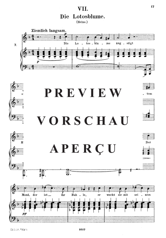 Product gallery: Page 2 of 3 Die Lotosblume, Op.25 No.7, , High Voice and Piano