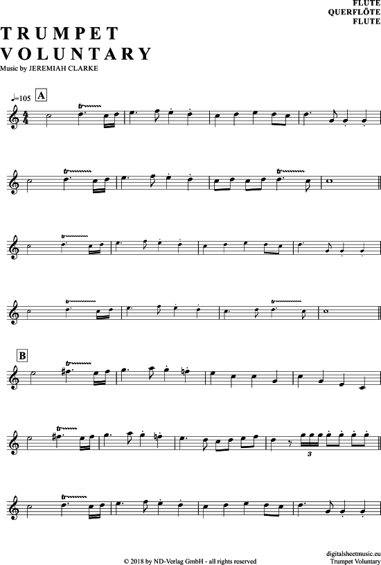 Product gallery: Page 1 of 4 Trumpet Voluntary , Clarke, Jeremiah, (transverse flute)