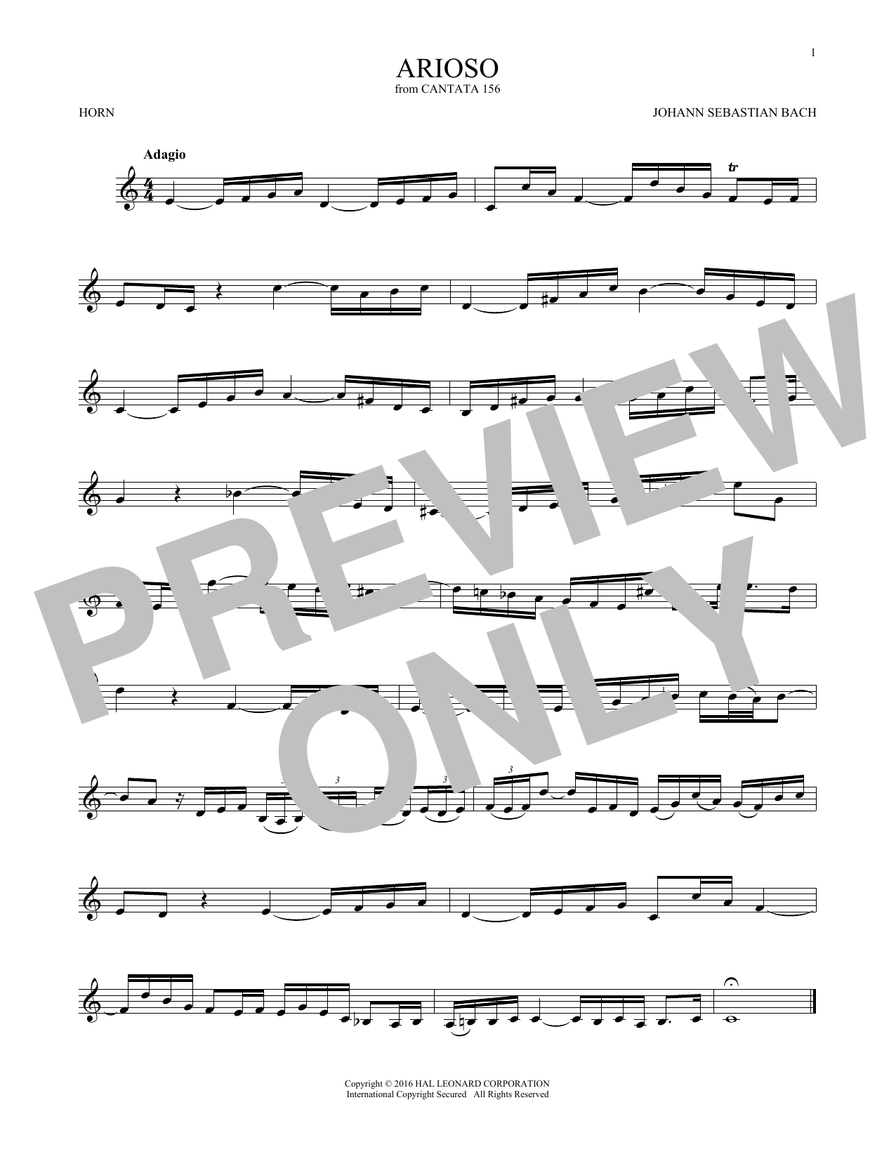 Produktgalerie: Seite 1 von 1 Arioso, Johann Sebastian Bach, Horn