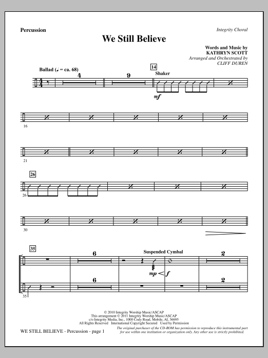 Produktgalerie: Seite 1 von 1 We Still Believe - Percussion, Cliff Duren, Chor
