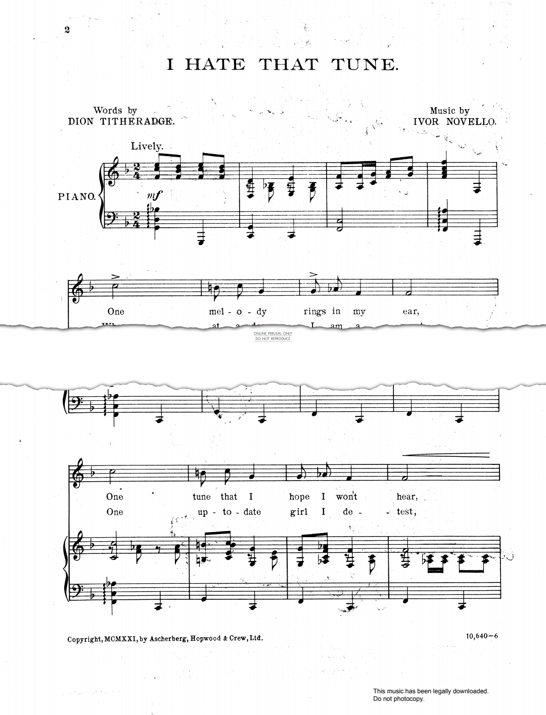 Produktbild zu: I Hate That Tune (from 'A To Z')