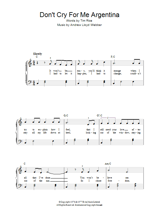 Produktbild zu: Don't Cry For Me Argentina (Verse Only)