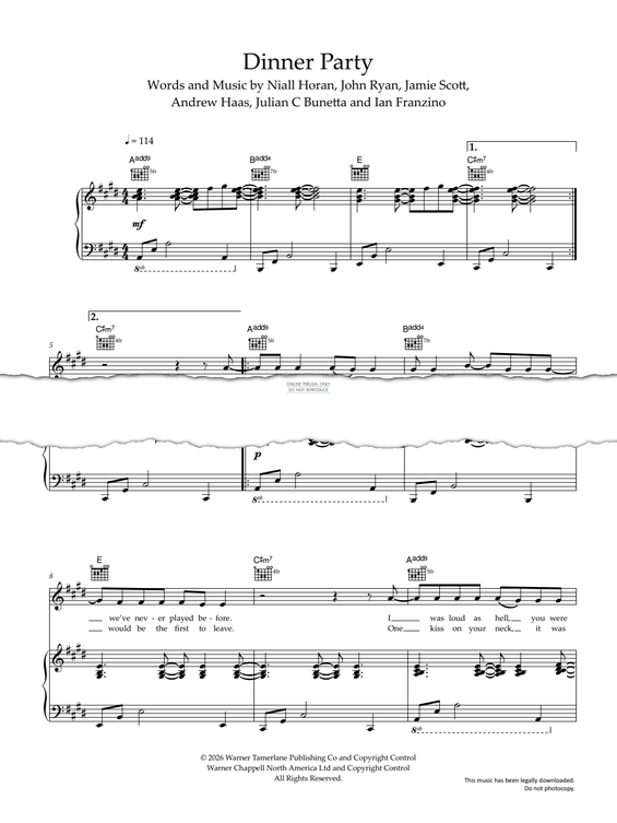 Produktgalerie: Seite 1 von 1 Dinner Party, Niall Horan, Gesang, Gitarre, Klavier