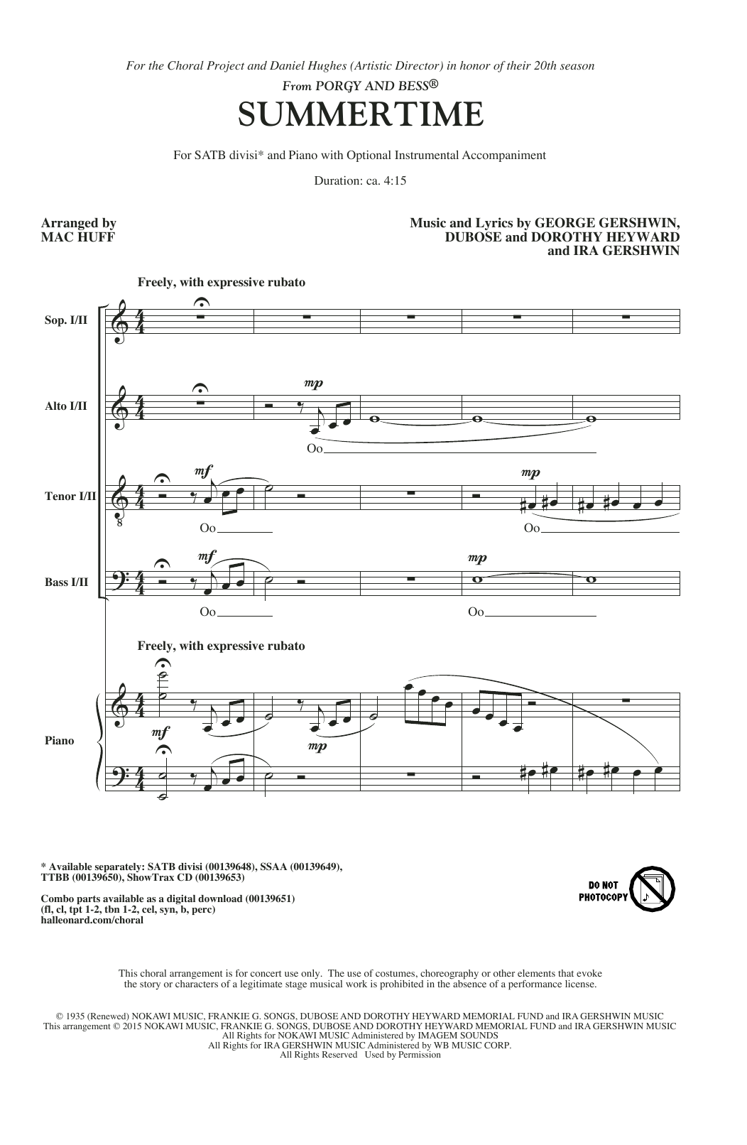 Product picture to: Summertime (arr. Mac Huff)