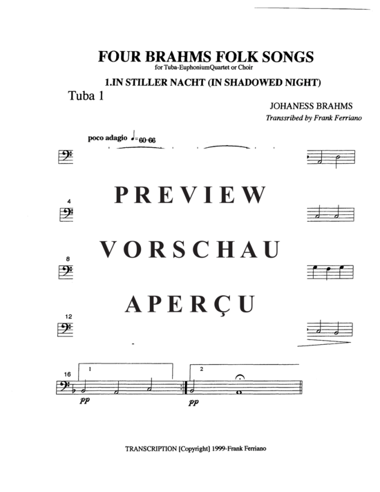 Product gallery: Page 19 of 21 Four Brahms Folk Songs , , (Tuba Quartett EETT)
