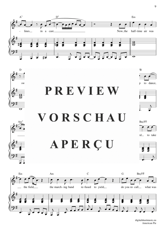 Product gallery: Page 10 of 11 American Pie , Mc Lean, Don, Voice with Piano Accompaniment