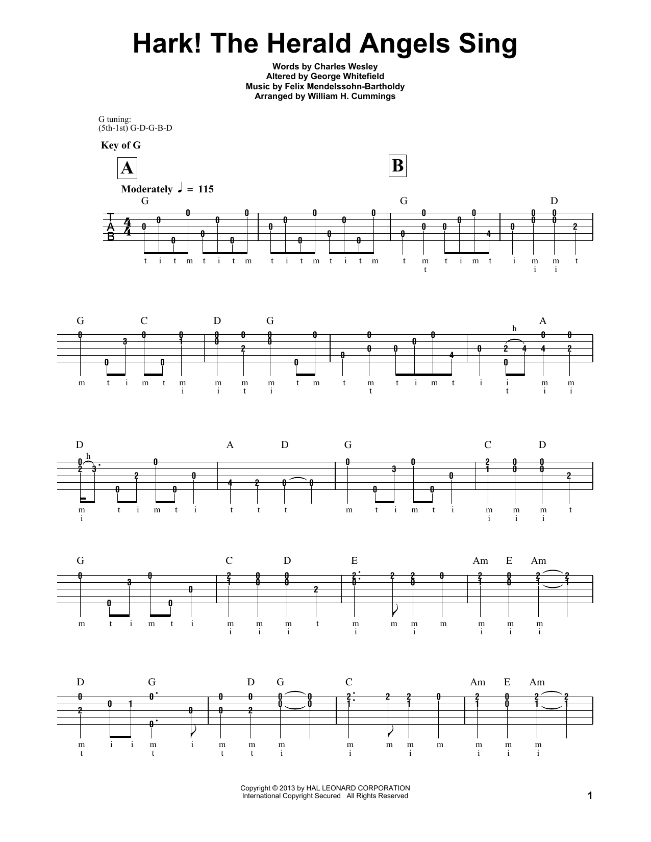 Produktgalerie: Seite 1 von 1 Hark! The Herald Angels Sing, Felix Mendelssohn-Bartholdy, Banjo