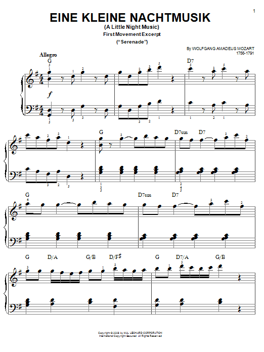 Product picture to: Eine Kleine Nachtmusik ("Serenade"), First Movement Excerpt