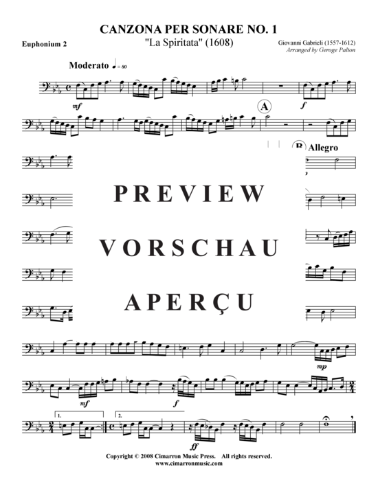 Product gallery: Page 6 of 9 Canzon per Sonare No. 1 (La Spiritata) , ,  (Tuba Quartet: 2x Baritone, 2xTuba)
