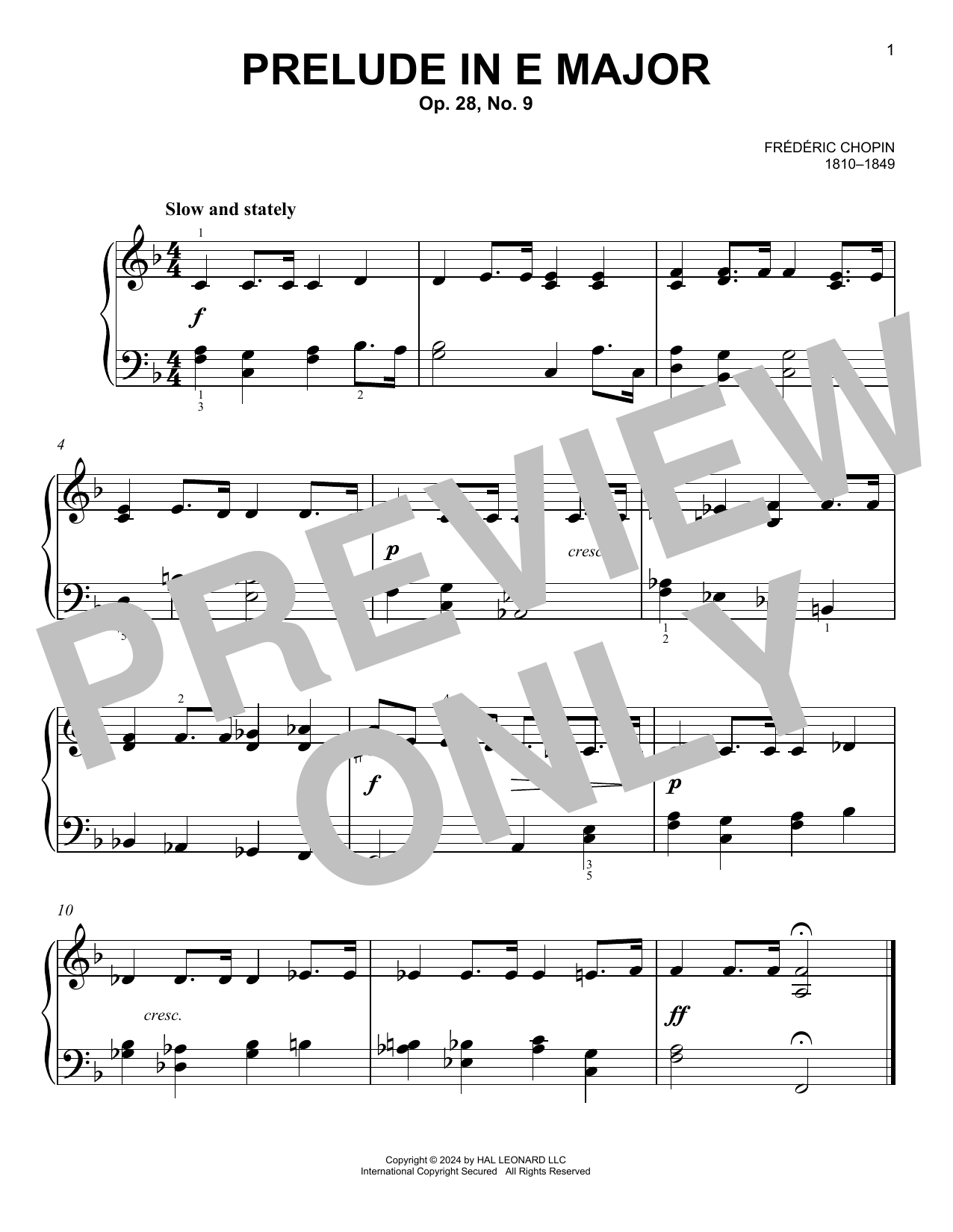 Product picture to: Prelude In E Major, Op. 28, No. 9