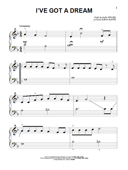 Produktgalerie: Seite 1 von 1 I've Got A Dream (from Tangled), Mandy Moore, Klavier