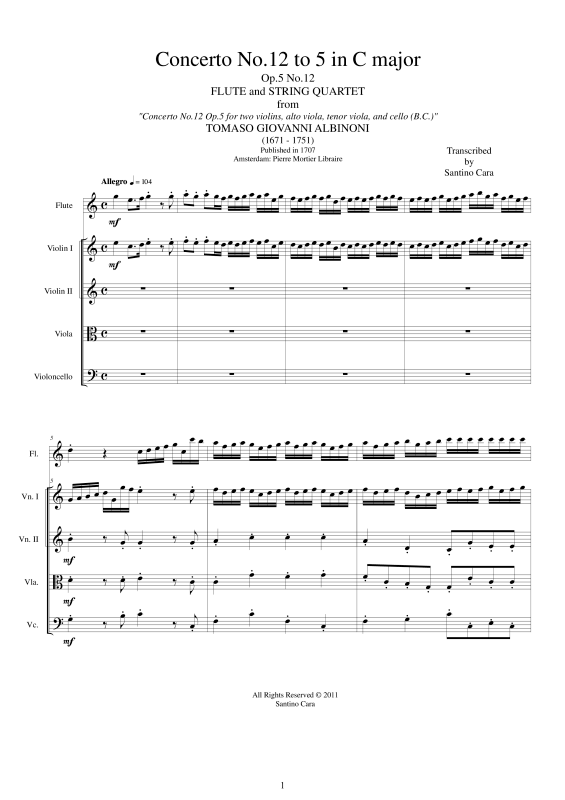 Produktbild zu: Concerto No.12 to 5 in C-Dur Op.5Tomaso Albinoni