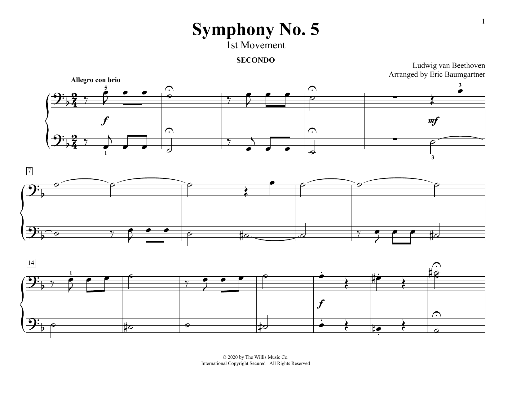 Produktbild zu: Symphony No. 5 (1st Movement) (arr. Eric Baumgartner)