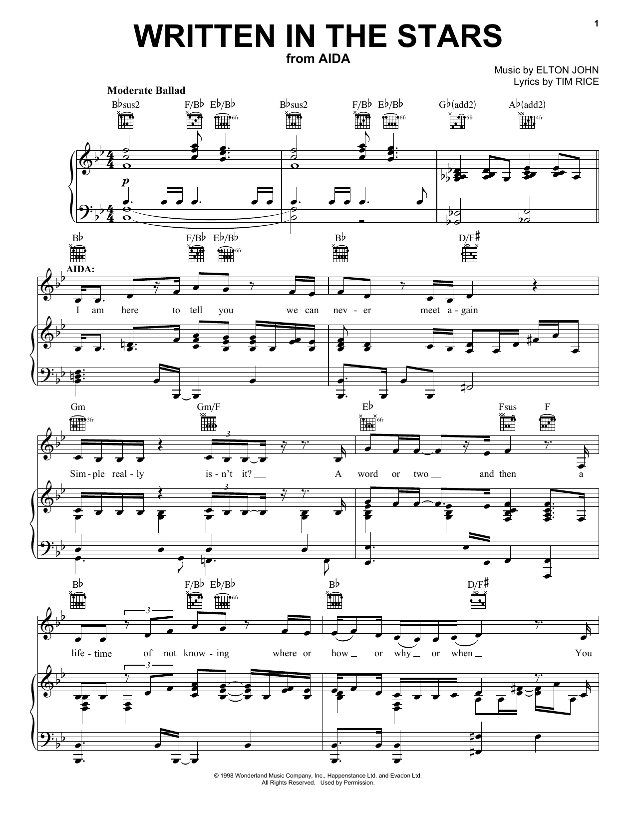 Produktbild zu: Written In The Stars (from Aida)