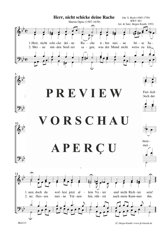 gallery: Herr, nicht schicke deine Rache BWV 463, , Gemischter Chor