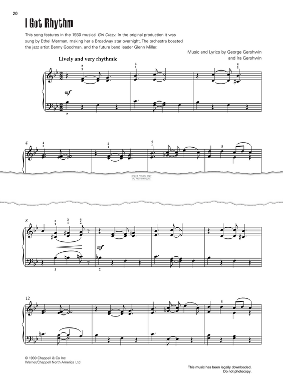 Produktgalerie: Seite 1 von 1 I Got Rhythm, George Gershwin, Klavier