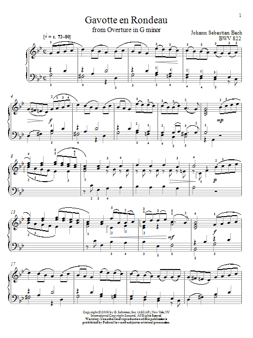 Produktgalerie: Seite 1 von 1 Gavotte en Rondeau, BWV 811, Johann Sebastian Bach, Klavier