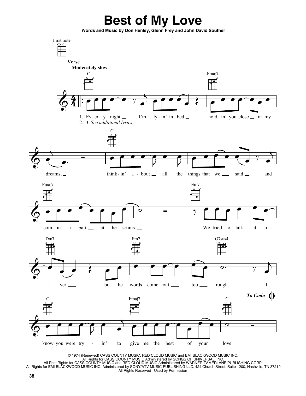 Produktgalerie: Seite 1 von 1 Best Of My Love, The Eagles, Ukulele