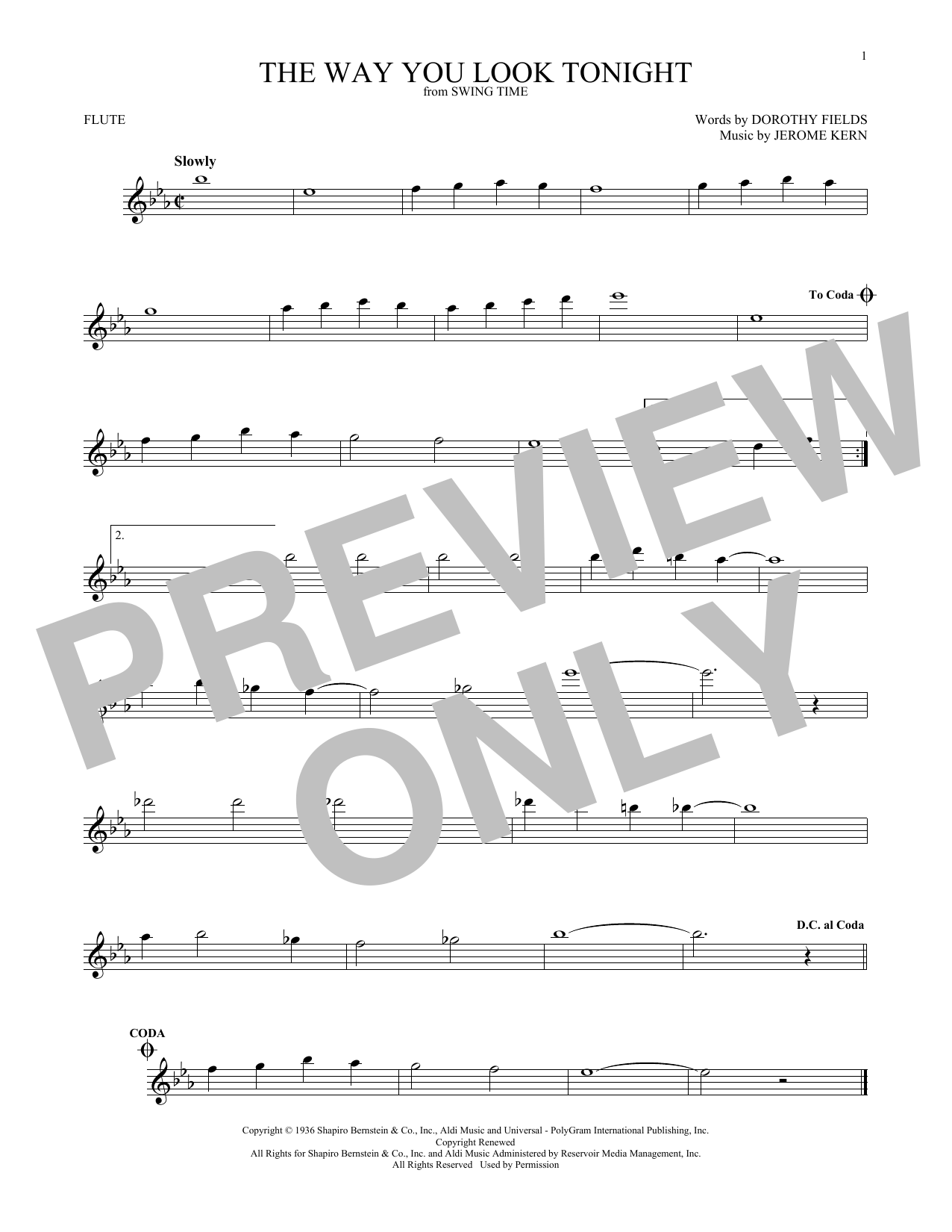 Product gallery: Page 1 of 1 The Way You Look Tonight, Jerome Kern