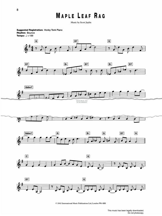 Produktgalerie: Seite 1 von 1 Maple Leaf Rag, Scott Joplin, Gitarre, Keyboard