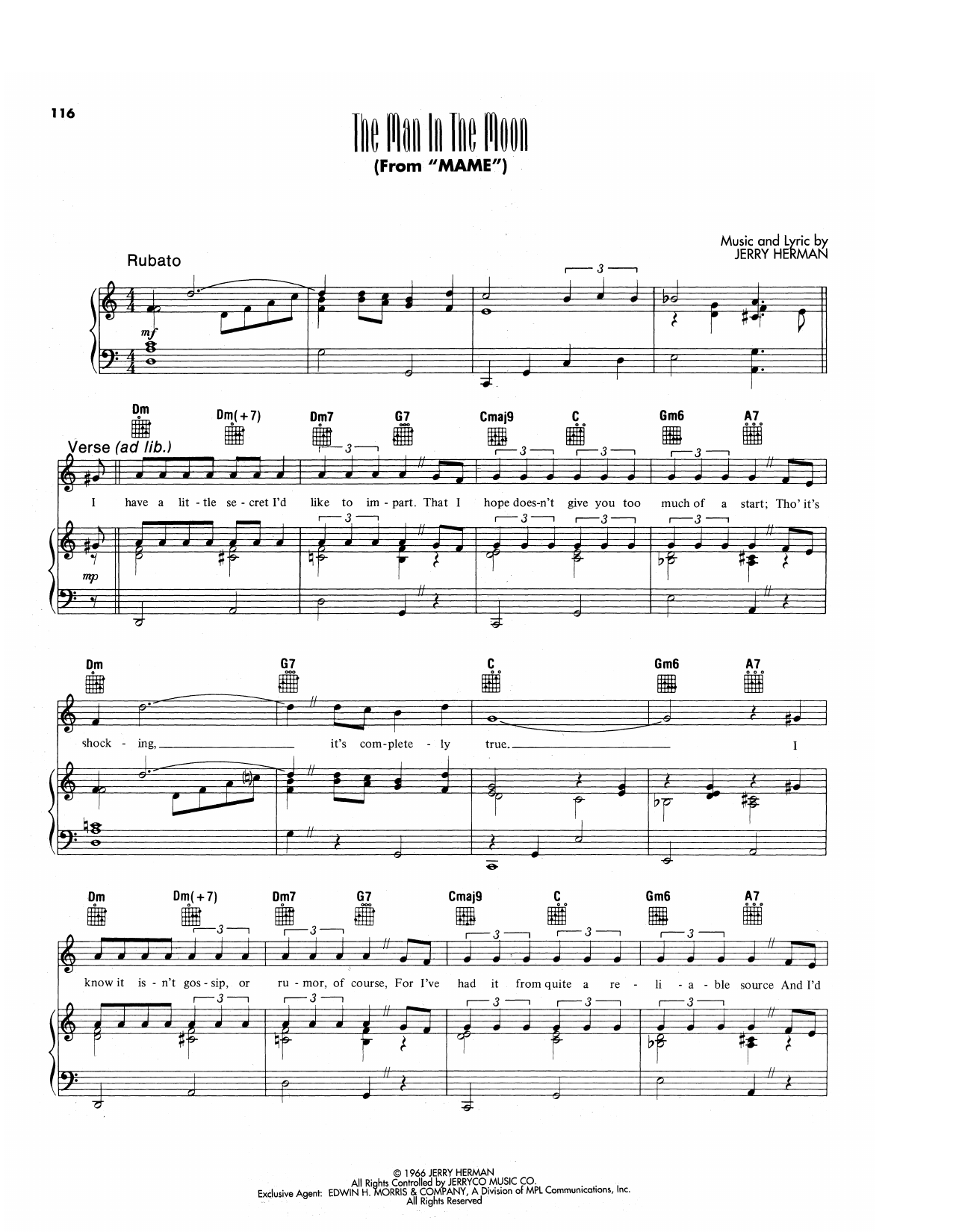 Produktgalerie: Seite 1 von 1 The Man In The Moon (from Mame), Jerry Herman, Gesang, Gitarre, Klavier
